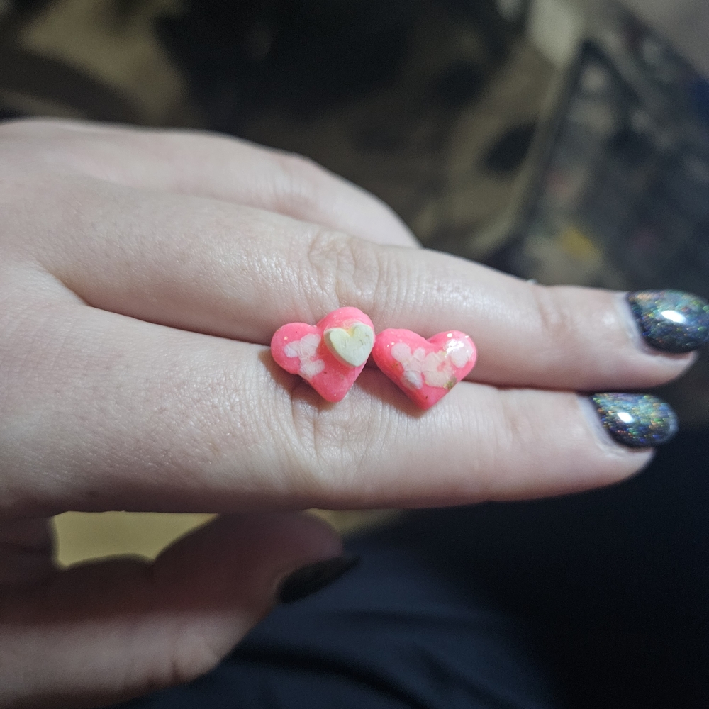 Heart-Shaped Pink Earrings